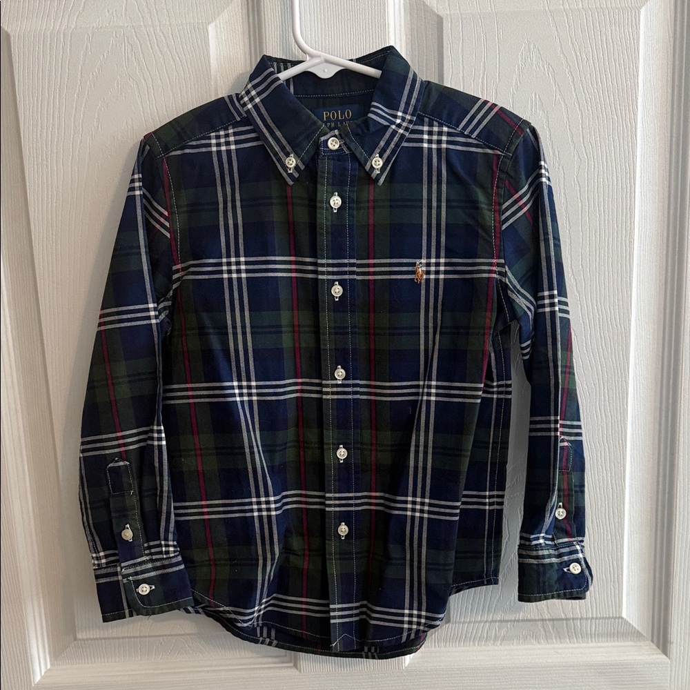 Polo by Ralph Lauren Boys Plaid Oxford Shirt - Navy and Forest